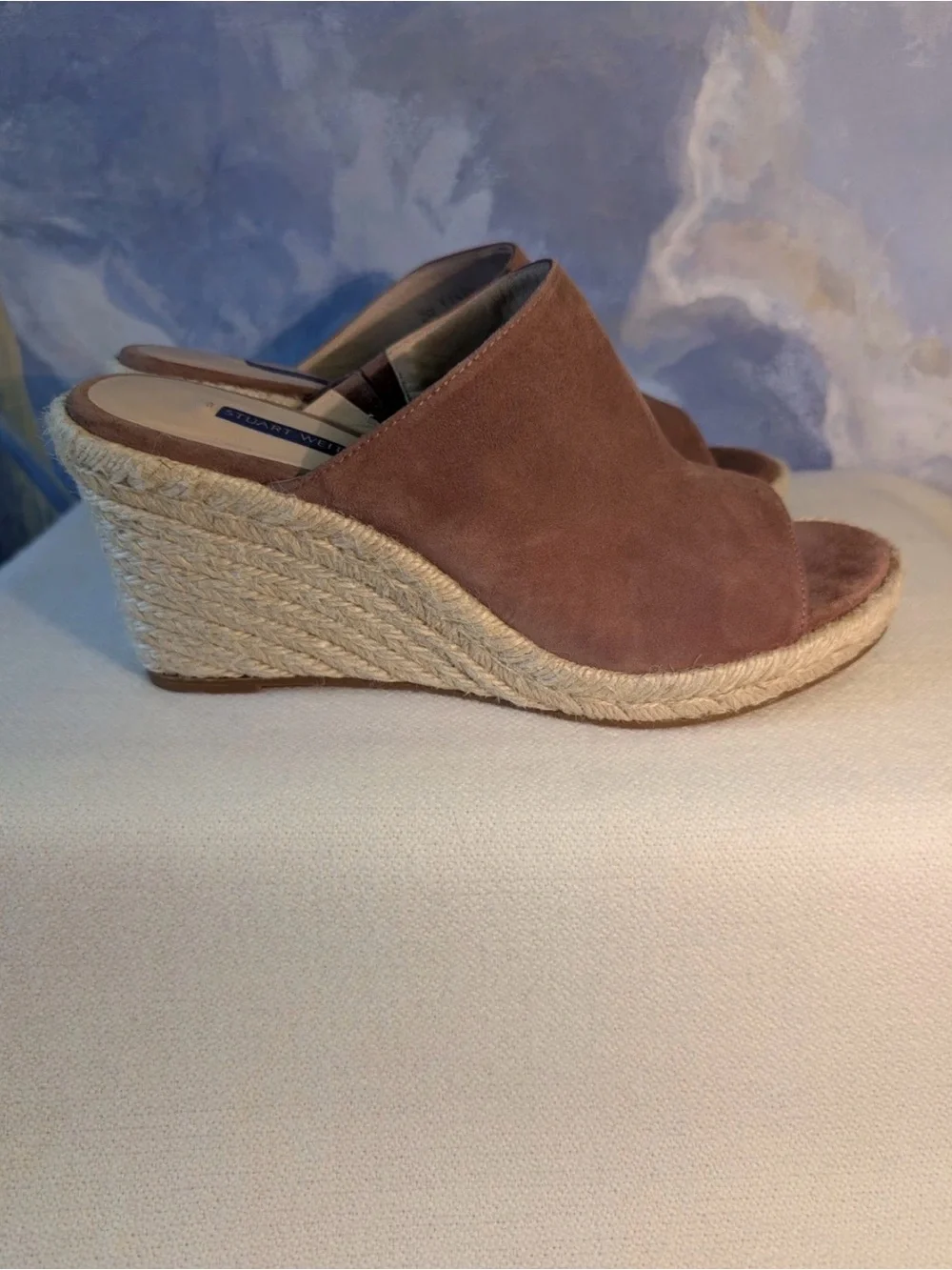 Stuart Weissman Suede Espadrille Wedge Slide - Brown